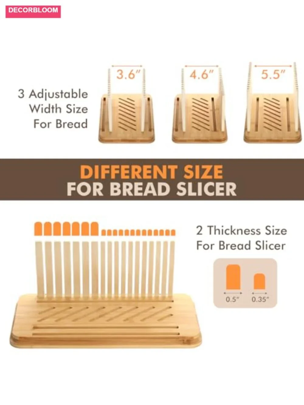 Farmhouse 3-in-1 Bamboo Bread Slicer Box Kitchen Counter Storage